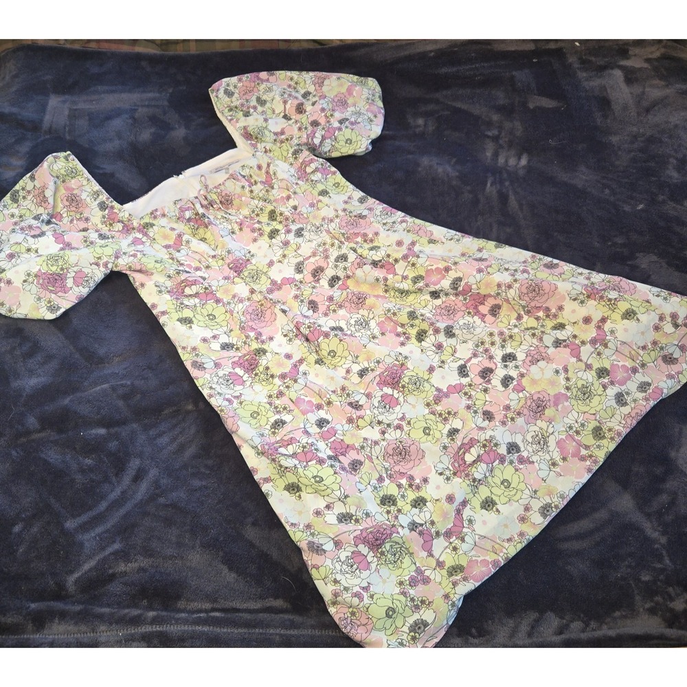 BCBGeneration Floral‎ Puff Sleeve Pastel Lined Mini Dress Size 12